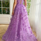 Purple Prom Dresses Lace Embroidery Tulle فساتين السهرة Elegant Sleeveless 3D Butterfly Floor-Length vestidos verano moda