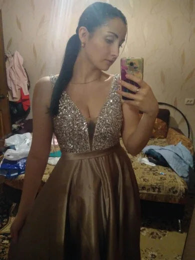 Vestidos largos de fiesta para mujer, vestidos de noche de lujo con diamantes para invitados de boda, vestido largo sexi de verano con escote en V profundo para dama de honor y cumpleaños