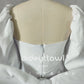 Robe de mariée courte plissée, manches bouffantes, avec nœud, gaine au-dessus du genou, Mini robe de mariée sur mesure