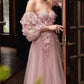 Pink Off Shoulder Tulle Prom Dress Elegant Lace Embroidery A-line vestidos par boda Sweetheart Puffy Sleeves Wedding Dress
