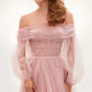 Pink Elegant Off Shoulder Prom Dress Sweet Puffy Sleeves A-line Tulle Vestidos De Fiesta Fluffy Feeling Party Dress