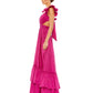 V-neck Satin Prom Dresses Cascading Ruffle A-line فساتين السهرة Elegant Sleeveless Floor-Length vestidos verano moda