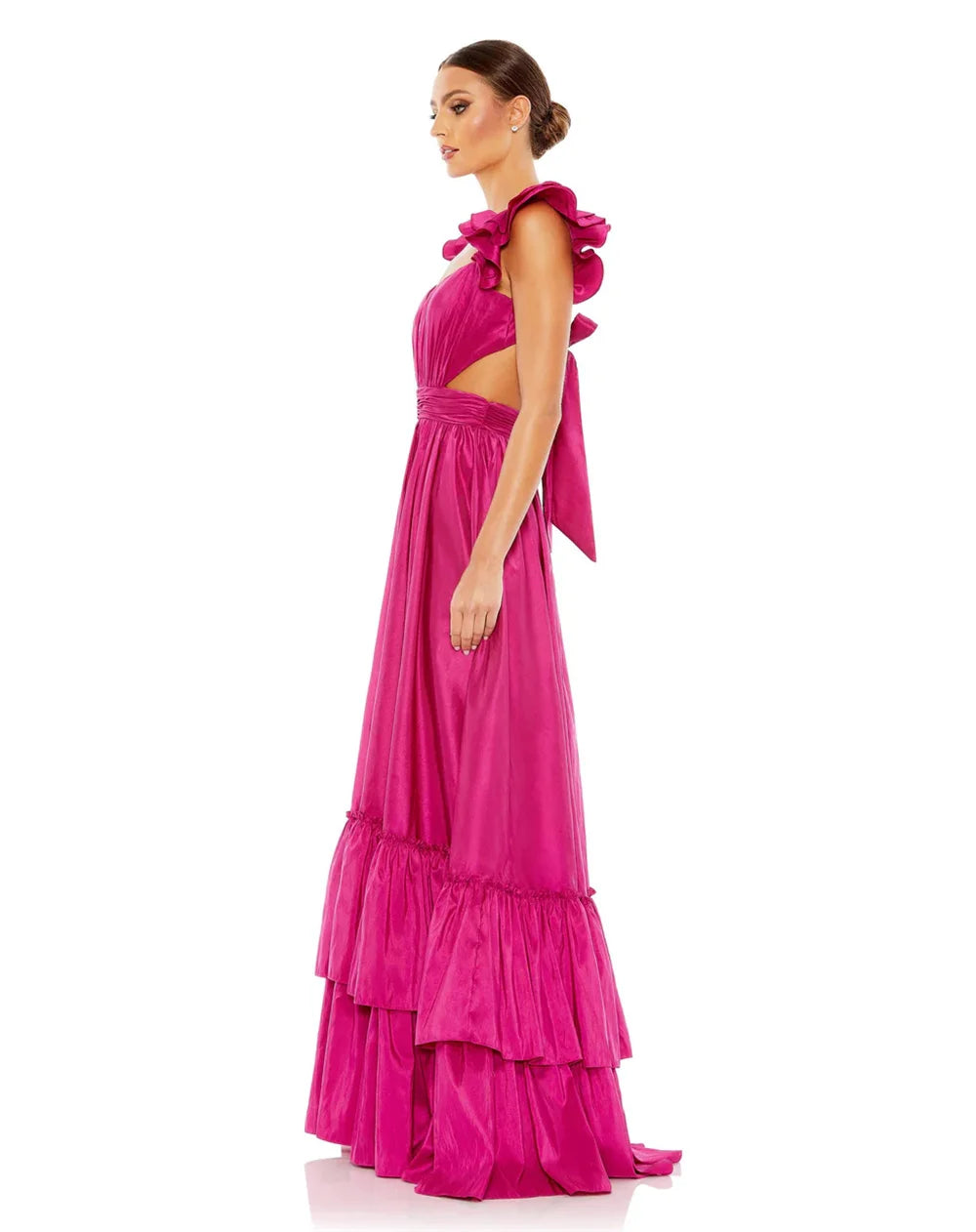 V-neck Satin Prom Dresses Cascading Ruffle A-line فساتين السهرة Elegant Sleeveless Floor-Length vestidos verano moda