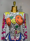 Sparkly Colorful Balloon Cartoon Stretch Sexy Dance Stage Jumpsuit Birthday Party Shiny Rhinestone Performance Club Stage Outfit