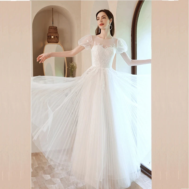 Abiti da sposa maxi di raso bianco di lusso francese per la sposa elegante abito da ballo lungo la manica da ballo lungo da ballo