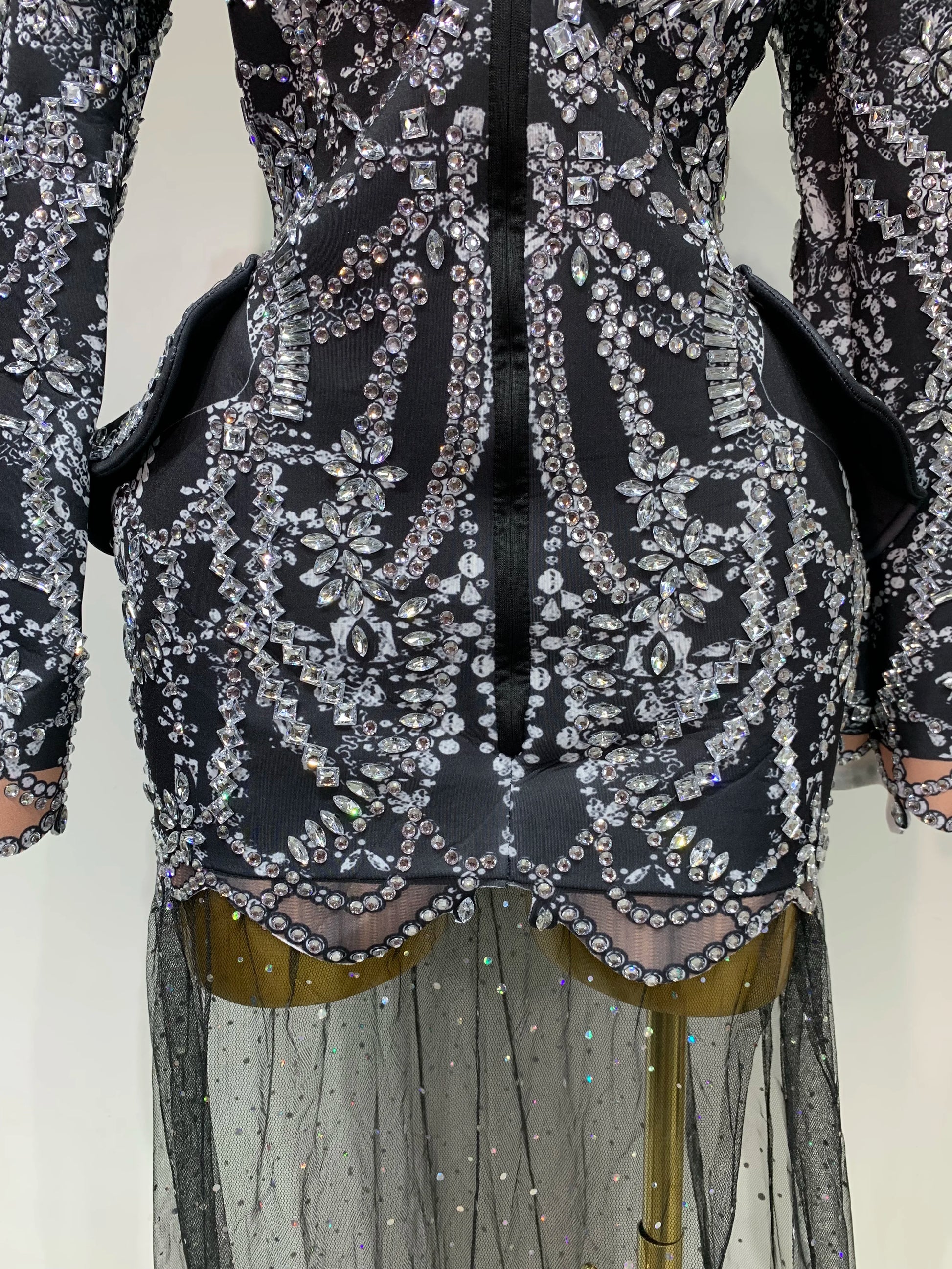 Luxury Nightclub Evening Birthday Dresses Stage Perform Outfit Sparkly Rhinestone Women's Elegant Party Sexy Dress