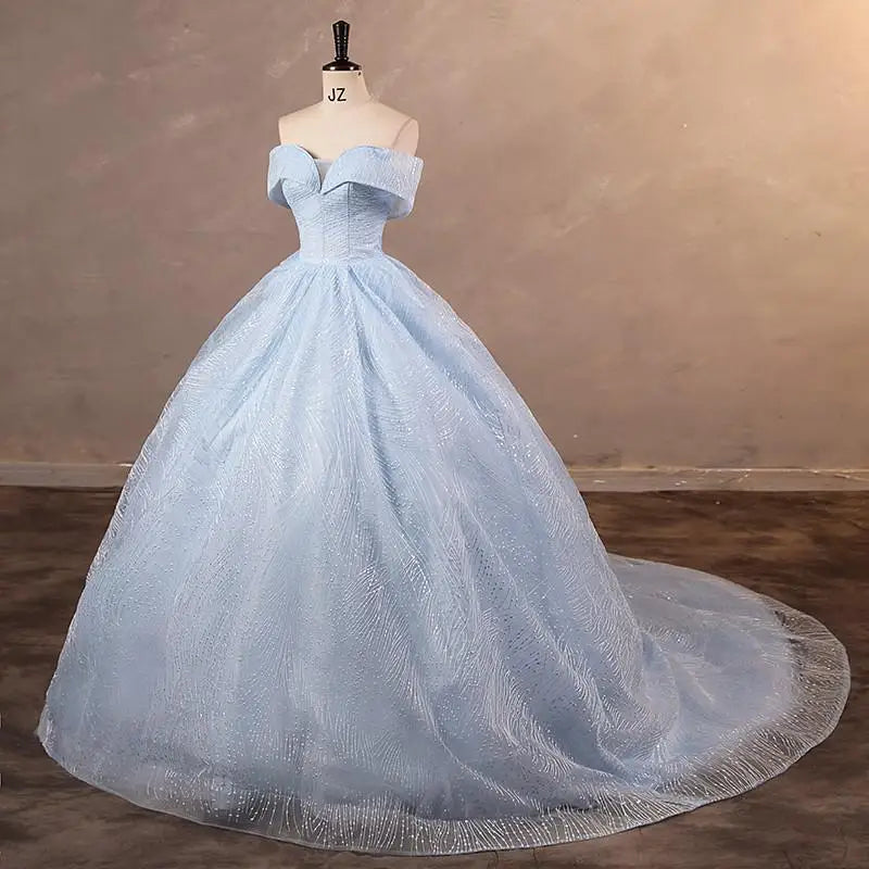 Robe De mariée De luxe à paillettes, col bateau classique, épaules dénudées, Robe De mariée personnalisée