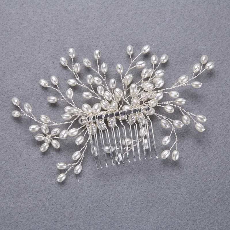 3pcs/set Pearl Wedding Hair Combs Headpieces Elegant Bridal Tiaras Side Combs Hair Clips Bride Hairpins Prom Bridal Hair Pieces