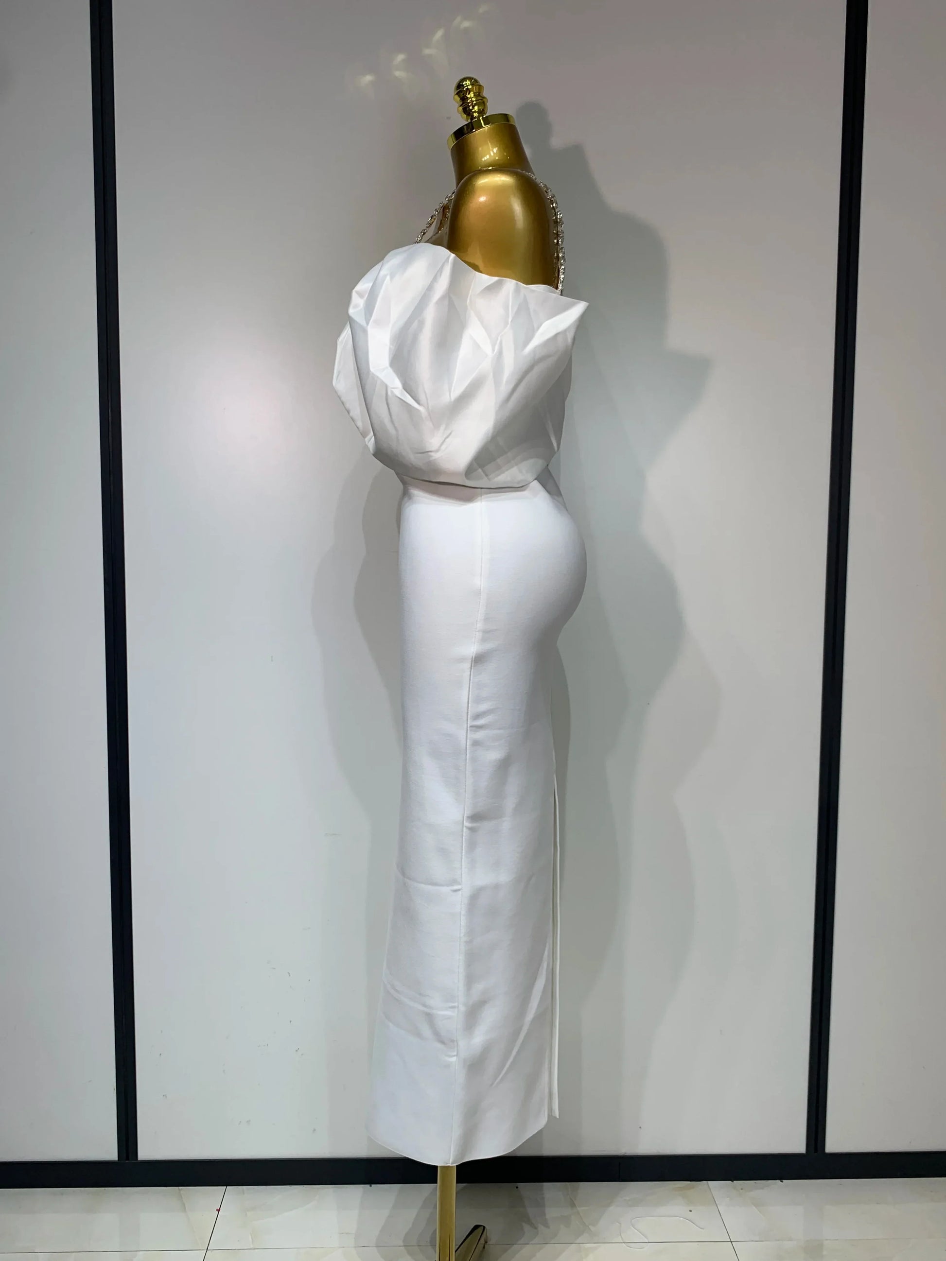 Luxury Rhinestone Chain Off Shoulder Vintage Butterfly Chic Bodycon Dress High Street Elegant Evening Party Birtyday Clothing