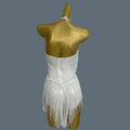 Sparkly Women White Tassel Leotard Sexy Pearls Sequins Fringes Bodysuit Club Performance Wear Party Stage Dance Costumes Shuye