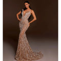 Haute couture Wedding Party dress Sequin embroidery Pearl Beading Sexy V－Neck Strapless Dress Celebrity Birthday Party Outfit