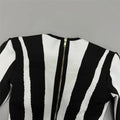 Sexy Women Light Luxury Stripe Dress Strapless Long Sleeve Bodycon Mini Dress Celebrity Cocktail Club Evening Party Vestido