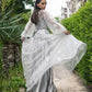 Lace Appliques Prom Dresses V-neck Tulle فساتين السهرة Elegant Long Puffy Sleeves Floor-Length vestidos verano moda