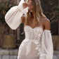 Elegante Meerjungfrau Brautkleider Schatz Applikationen Brautkleid abnehmbare Ärmel Lange Bräute Abendkleider