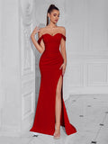 Cocktail Dress For Women Off Shoulder Sexy Floor Length Party Evening Night Outfit Club Formal Wedding Guest Maxi Gala Vestidos Red