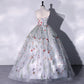 Sexy Strapless Quinceanera Dress New Light Grey Puffy Dresses For Prom Embroidered Small Flowers Vestido De Debutante Plus Size