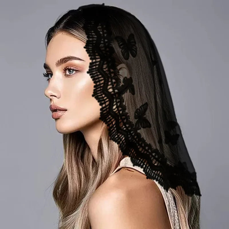 Mantilla Lace Veils For Church Spanish Style Muslim Head Coveing For Women Black White Catholic Chapels Veils For Wedding Bride Gold