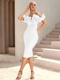 Elegant off shoulder Evening Dress Sexy Party Bandage Celebrity Night Club Women Cocktail Dresses Sleevelss Knee Length Luxury