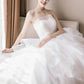 Gaun Pengantin Putih Mewah Prancis untuk Wanita Wanita Elegan Seksi Strapless Long Evening Party Dress Fairy Vestidos