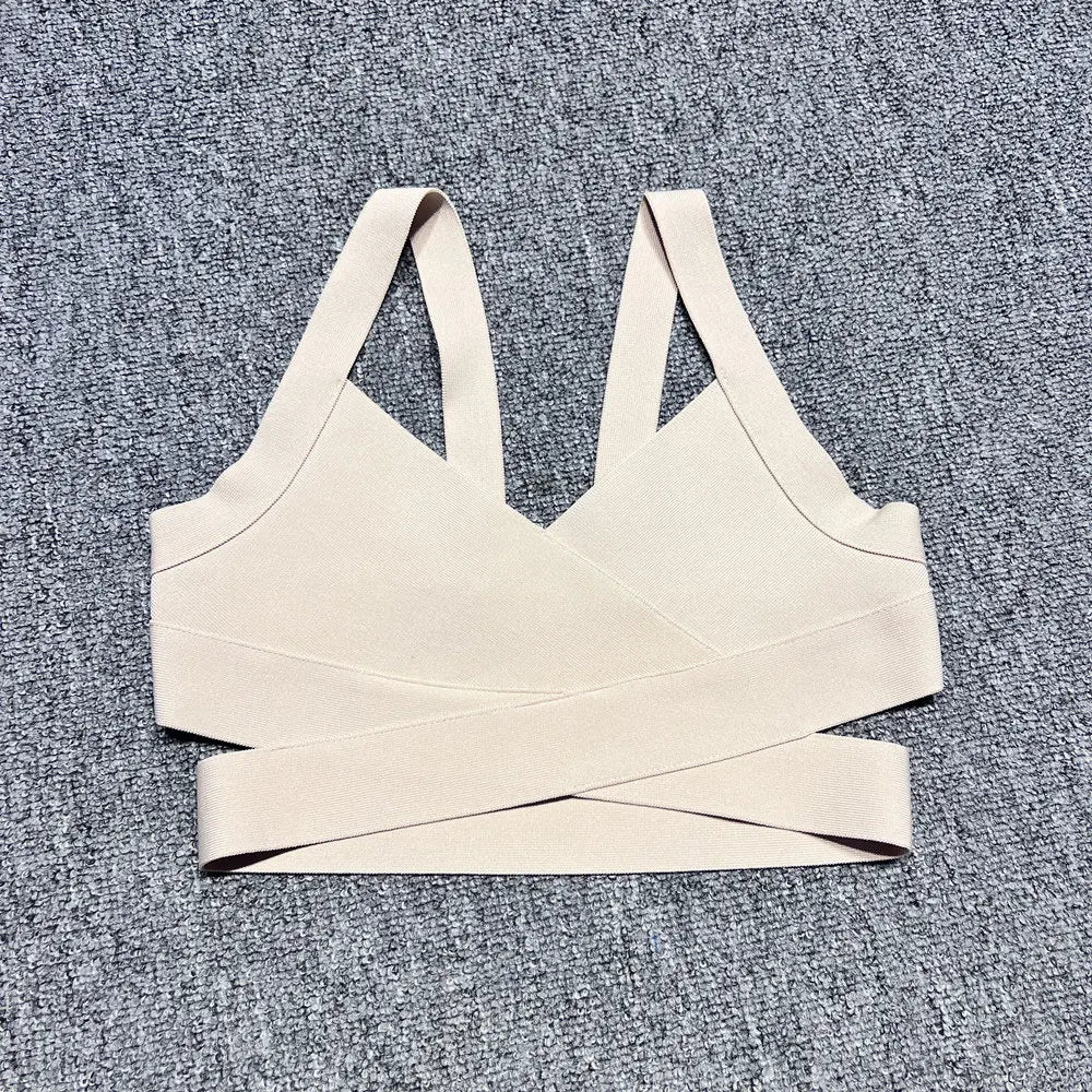 Casual Women'S Ultra Short Bandage Vest Spaghetti Strap Sleeveless Hollow Out Solid Color Backless Top Women'S Sports Vest Khaki
