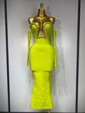 WomenSexy Off Shoulder Luxury Diamonds Long Bodycon Bandage Dress Celebrity Elegant Prom Gown Birthday Club Cocktail Dress Fluorescent Green