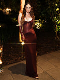 Burgendy See Through Mesh Patchwork Long Dress Summer Backless Skinny Tight Maxi Bodycon Cocktail Party Wear Vestidos