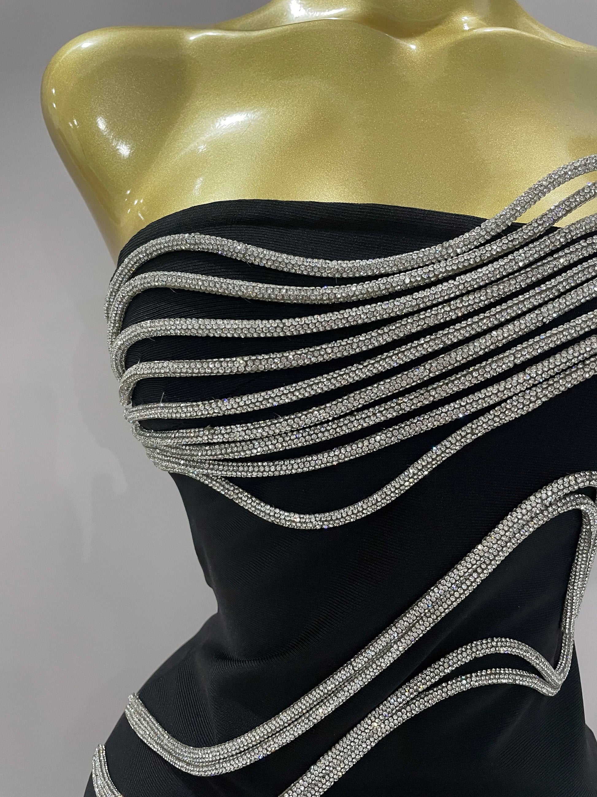 Sexy Strapless Diamond Lines Bodycon Bandage Long Dress Women Celebrity Red Carpet Elegant Evening Birthday Party Dresses