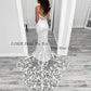 Vintage Lace Mermaid Wedding Dresses Deep V-Neck Appliques Brush Train Bodycon Bridal Gowns Spaghetti Straps Bride Dress