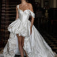 فستان زفاف على شكل حرف A من الكتف قصير من الأمام وطويل من الخلف، فساتين زفاف بوهو