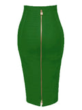 All Match Style 15 Colors Golden Zipper Package Hips Knee Length Bandage Skirt Fashion Office Lady Wear Woman Basics item green