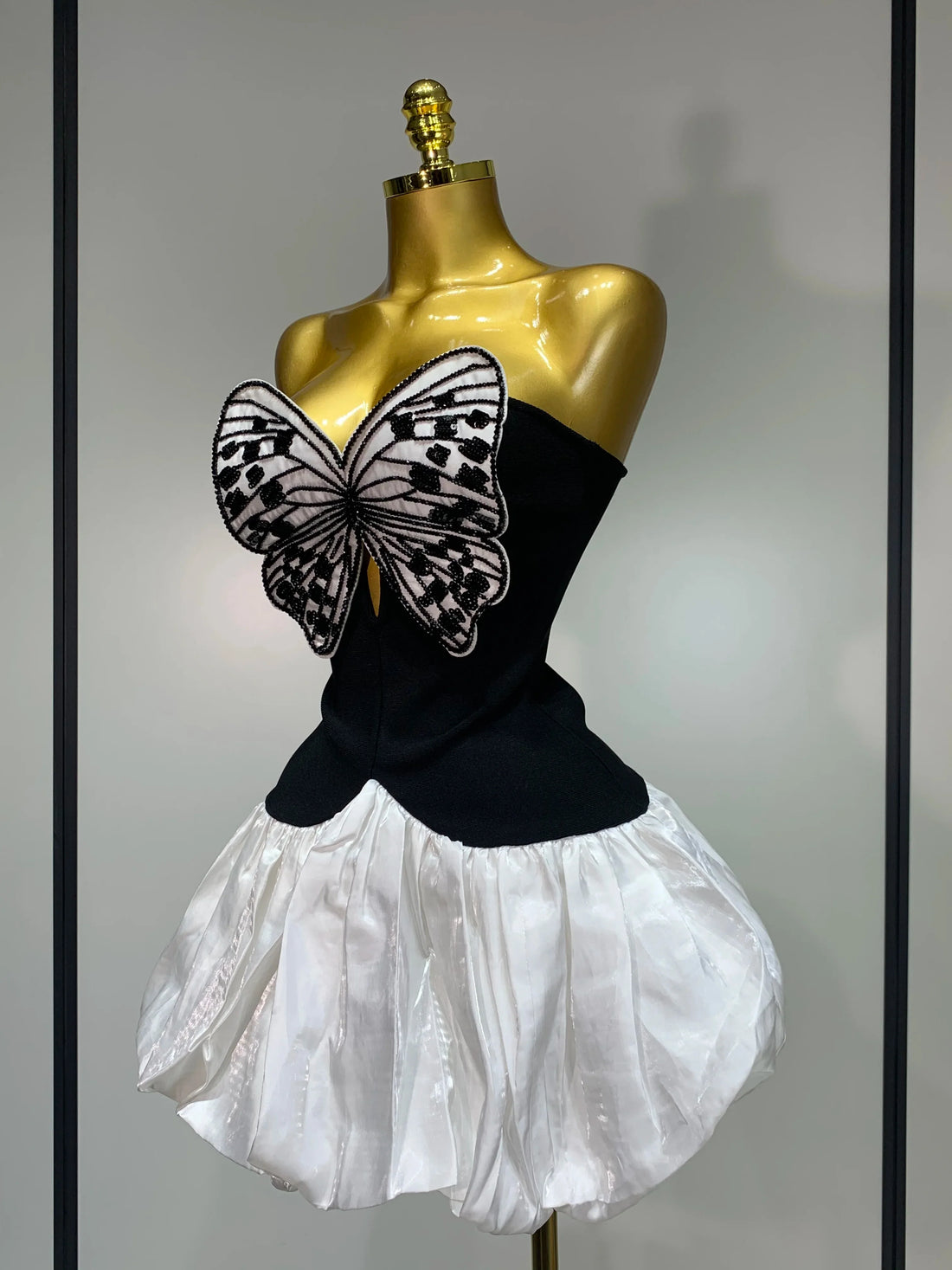 Elegant Evening Party Bandage Dress Sexy Backless Butterfly Sequin Designer Women Luxury Birthday Celebrity Fashion Show Dresses black