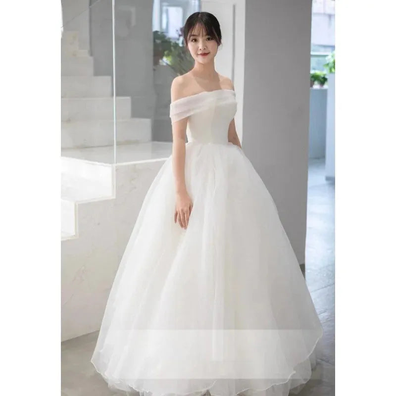 Fashion Classic Off The Shoulder Wedding Dress Sweet Simple Abiti Da Sposa Elegant Floor-lenght Vestido De Novia Plus Size