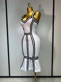 Women Sexy Backless Ruffled Edge Bodycon Bandage Dress Celebrity Elegant Evening Party Luxury Birthday Club Dress