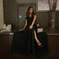 Black Strapless A-line Vestidos De Noche Sexy Side Split Prom Gown Silk Chiffon Prom Dress Sleeveless فساتين السهرة