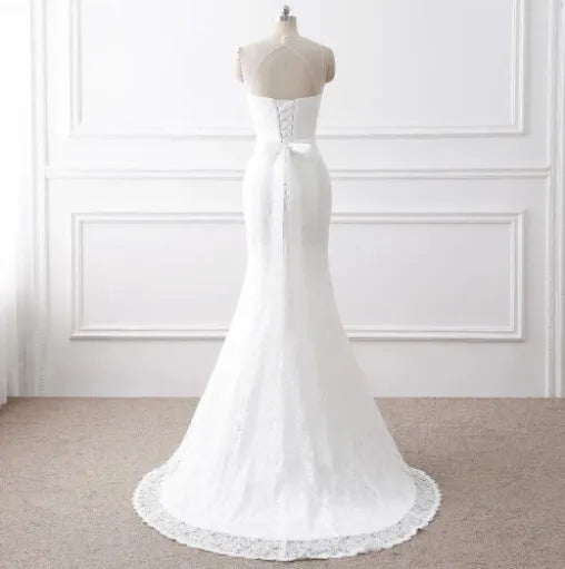 Iustrous Satin and Lace Flowers Very Sexy Backless Mermaid Wedding Dresses vestidos de noiva robe de mariage 14w