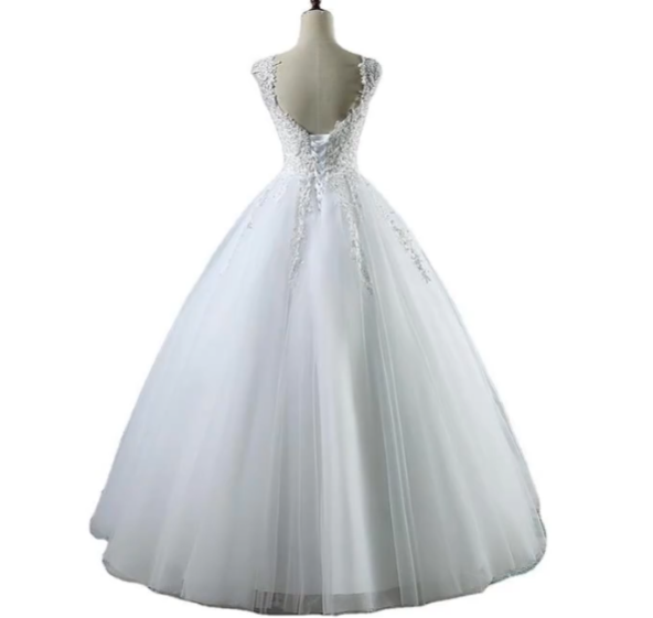 ZJ9076-C blanc ivoire perles robes de mariée avec fond en dentelle pour les mariées robe grande taille 2-26W