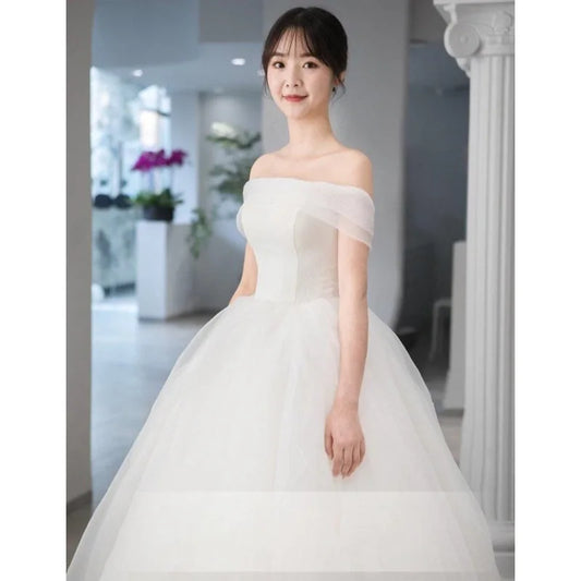 Fashion Classic off the Shoulder Wedding Dress Baru manis manis abiti da sposa elegan lantai-lenght vestido de novia plus ukuran