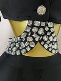Sexy Cut Out Long Sleeve Beading Bodycon Two Pieces Pants Bandage Set Women Celebrity Designer Fashion Women Luxury Birthday Set