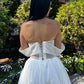 A-Line Beach Wedding Dresses untuk Wanita Di luar bahu Pengantin Gaun Malam Gowns High Leg Slit Lace Up Long Bridasl Dress
