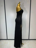 Women Sexy Sleeveless Square Colalr Chain Bodycon Maxi Long Dress Elegant Evening Party Fashion Celebrate Birthday Dress