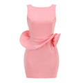 Chic Sleeveless Mini Dress with Ruffled Waist and Open Back Party Evening Gown Pink