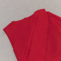 Chic and Elegant Women's Red Dress O-neck Single Shoulder Oversized Trumpet Sleeve Bodycon Long Dress Evening Party Vestido