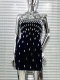 Luxury Woman Bandag Dress Sparkling Diamonds Strapless Black Mini Dress Celebrity Birthday Party Vestido Music Festival Outfit black