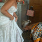 Renda putri duyung gaun pengantin dengan lengan lengan yang bisa dilepas kereta api sapu sapuan khusus dibuat vestido de noiva