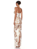 Sexy Strapless Embroidery Flower Long Dress Women Sleeveless Structured Floral Slim Elegant Party Cocktail Evening Gowns