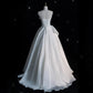 Vestido largo de lujo de satén blanco de gasa sin tirantes para boda, vestido de novia elegante, largo, para graduación, noche, invitados, fiesta Formal, vestidos de mujer