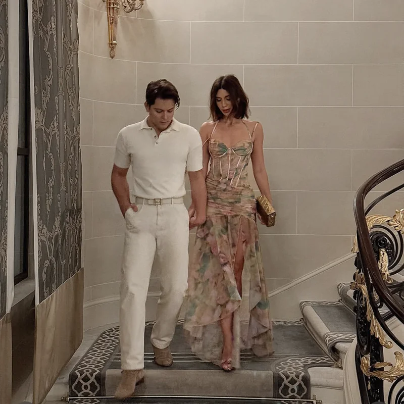 Print Flowers Color Women Sexy Halter Off the Shoulder Bodycon Long Maxi Dress Beach Style Vacation Birthday Party Outfit