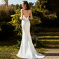 Elegant Wedding Dress Women Mermaid White Spaghetti Straps Simple Open Back Satin Bridal Gown Sweep Train Vestidos De Novia