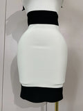 Sexy Bow Tie Black White Patchwork Bodycon Bandage Dress Women Celebrity Elegant Evening Club Party Birthday Dresses