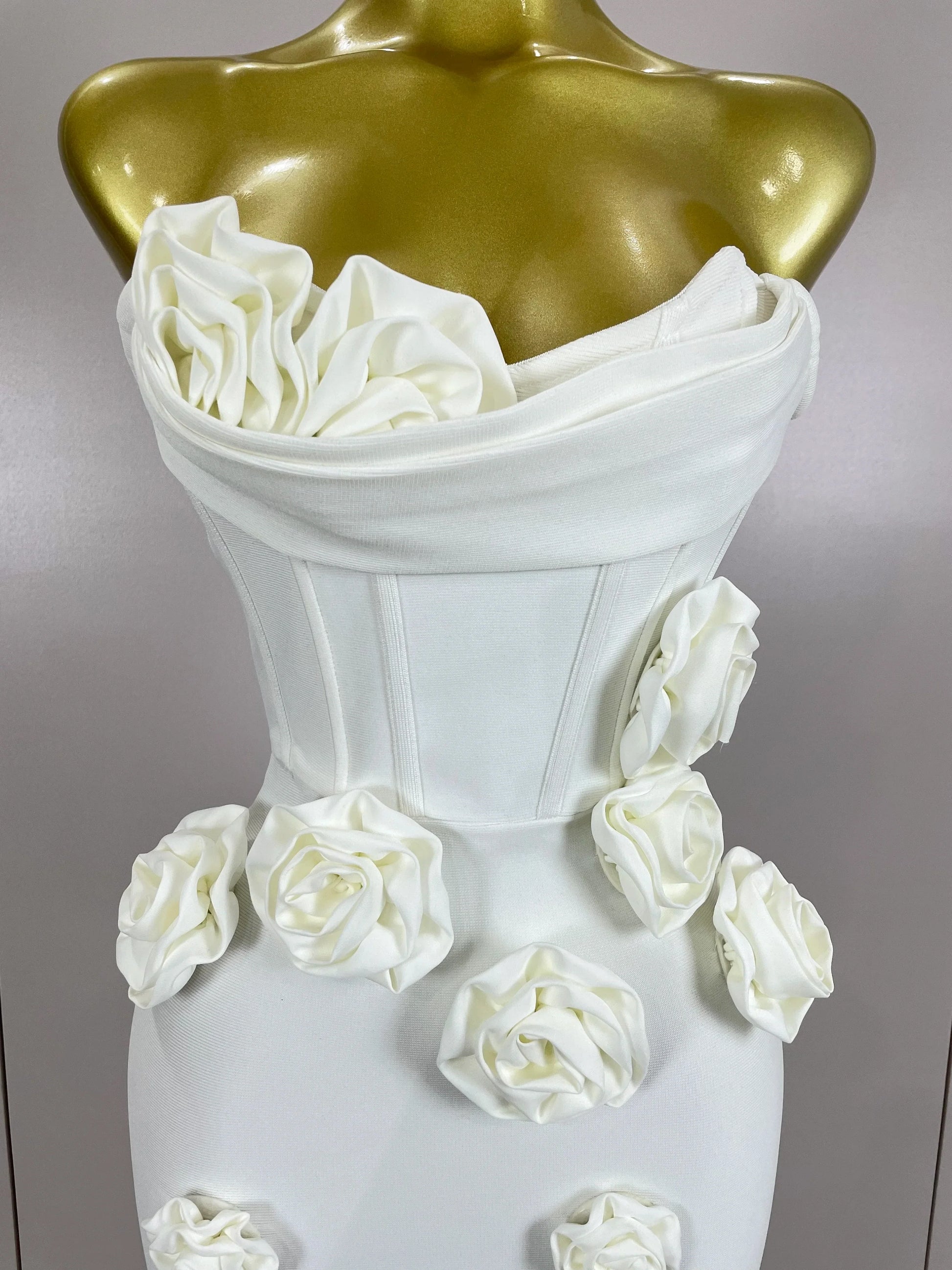 Sexy Fashion White Elegant Strapless Flower Bodycon Long Dress Women Casual Streetwear Club Birthday Party Slim Elegangt Dresses